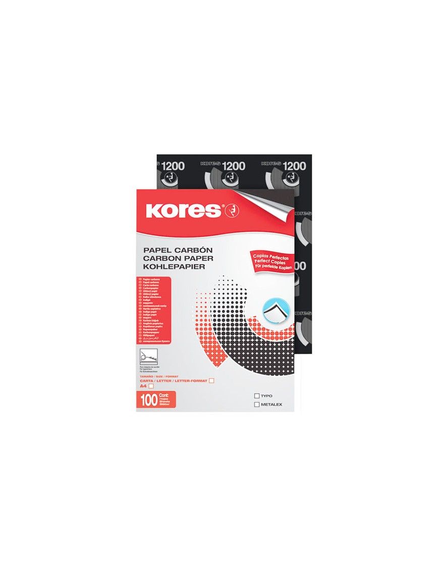 PAPEL CARBON NEGRO KORES C/100H