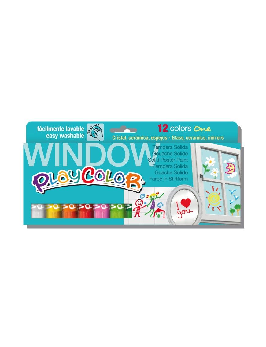 PLAYCOLOR TEMPERA SOLIDA WINDOW 12 UNIDADES