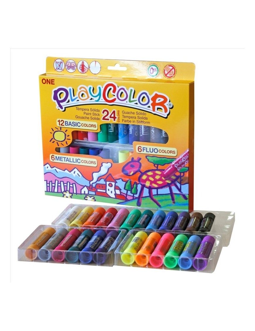 PLAYCOLOR TEMPERA SOLIDA ONE PACK 24 BARRAS
