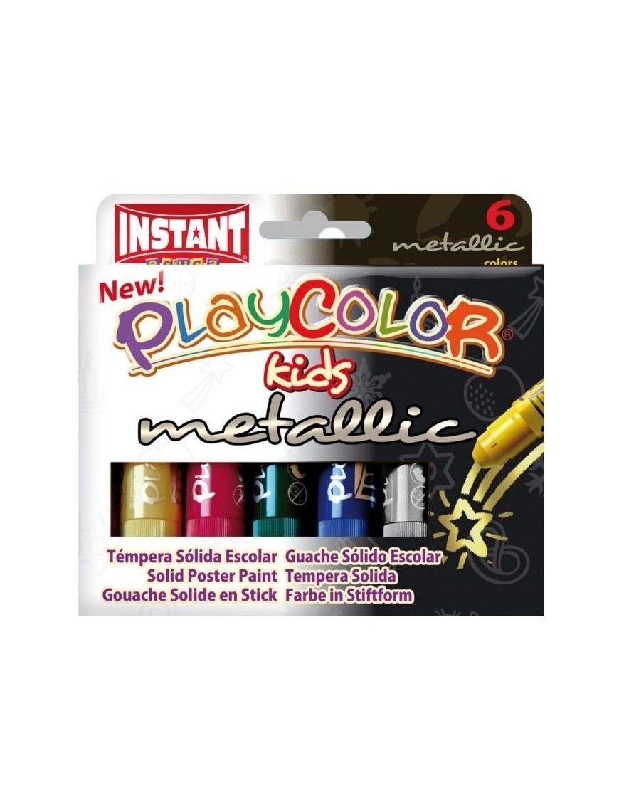 PLAYCOLOR TEMPERA SOLIDA INSTANT 6 UDS METALIC