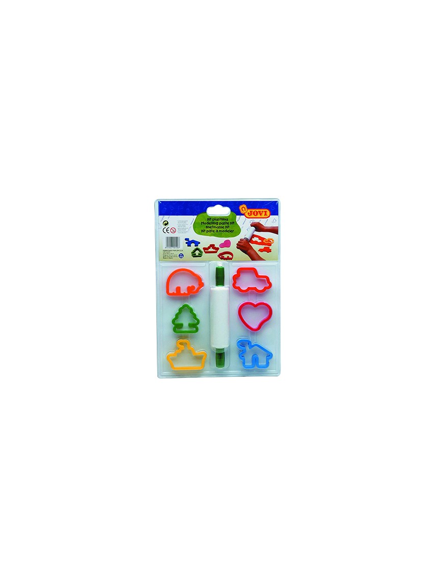 JOVI PACK 6 MOLDES PLASTILINA + RODILLO.