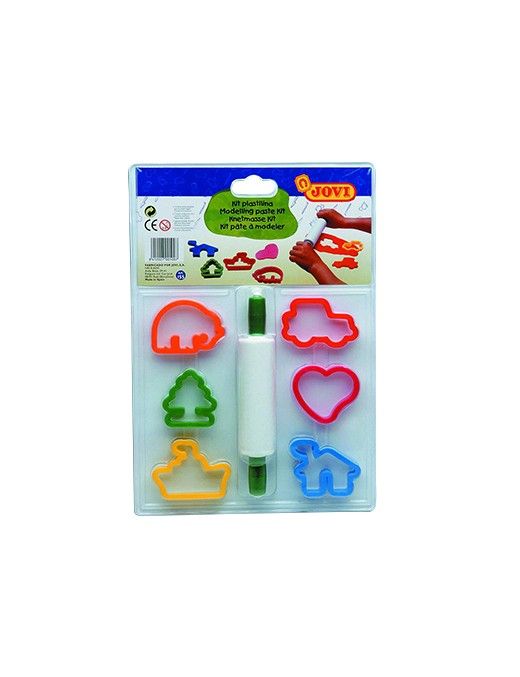 JOVI PACK 6 MOLDES PLASTILINA + RODILLO.
