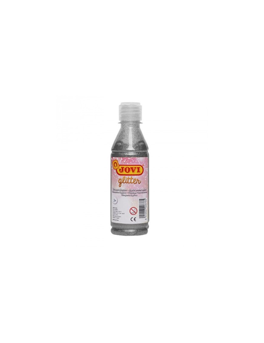 TEMPERA LIQUIDA GLITTER 250 ML JOVI PLATA.