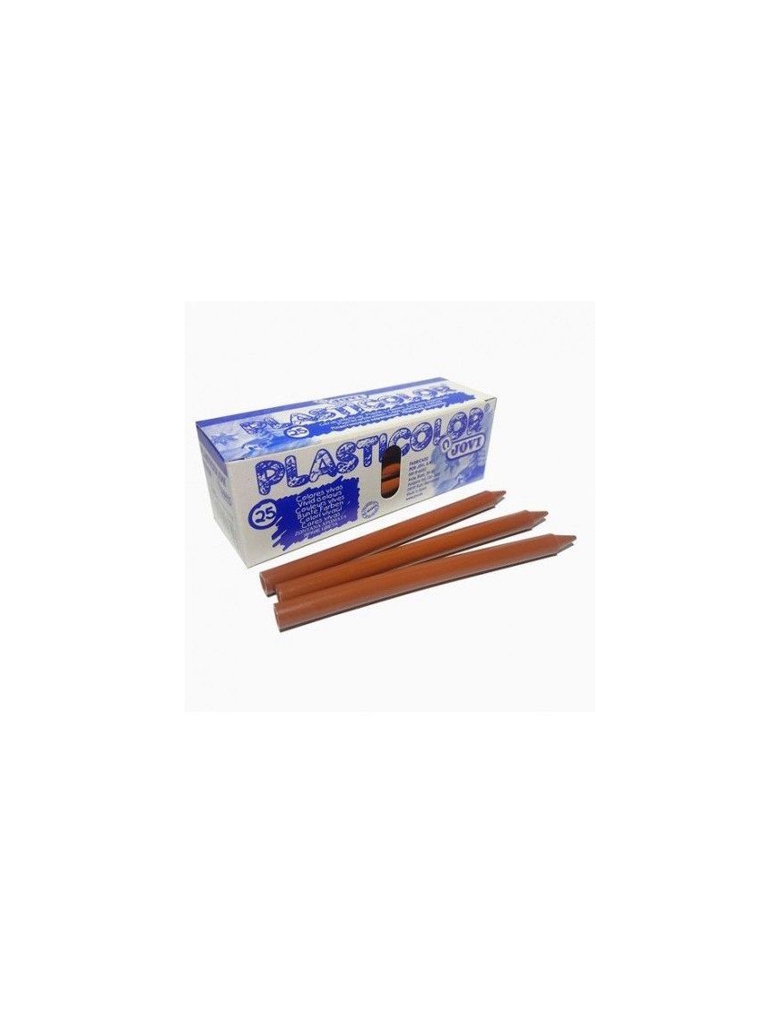 CAJA 25 CERAS PLASTICOLOR JOVI MARRON CLARO.