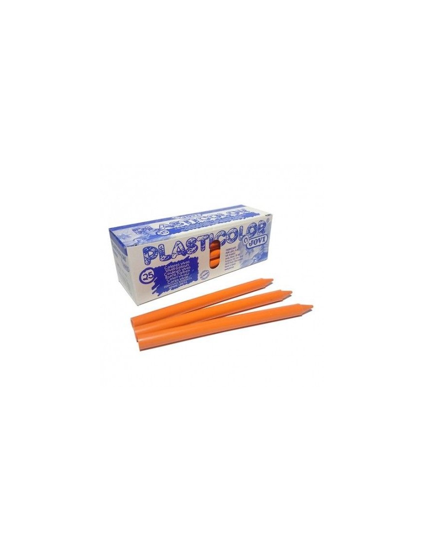 CAJA 25 CERAS PLASTICOLOR JOVI NARANJA.