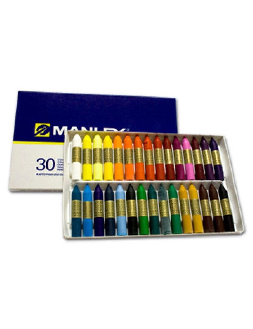 MANLEY CAJA 30 CERAS SURTIDO ESCOLAR.