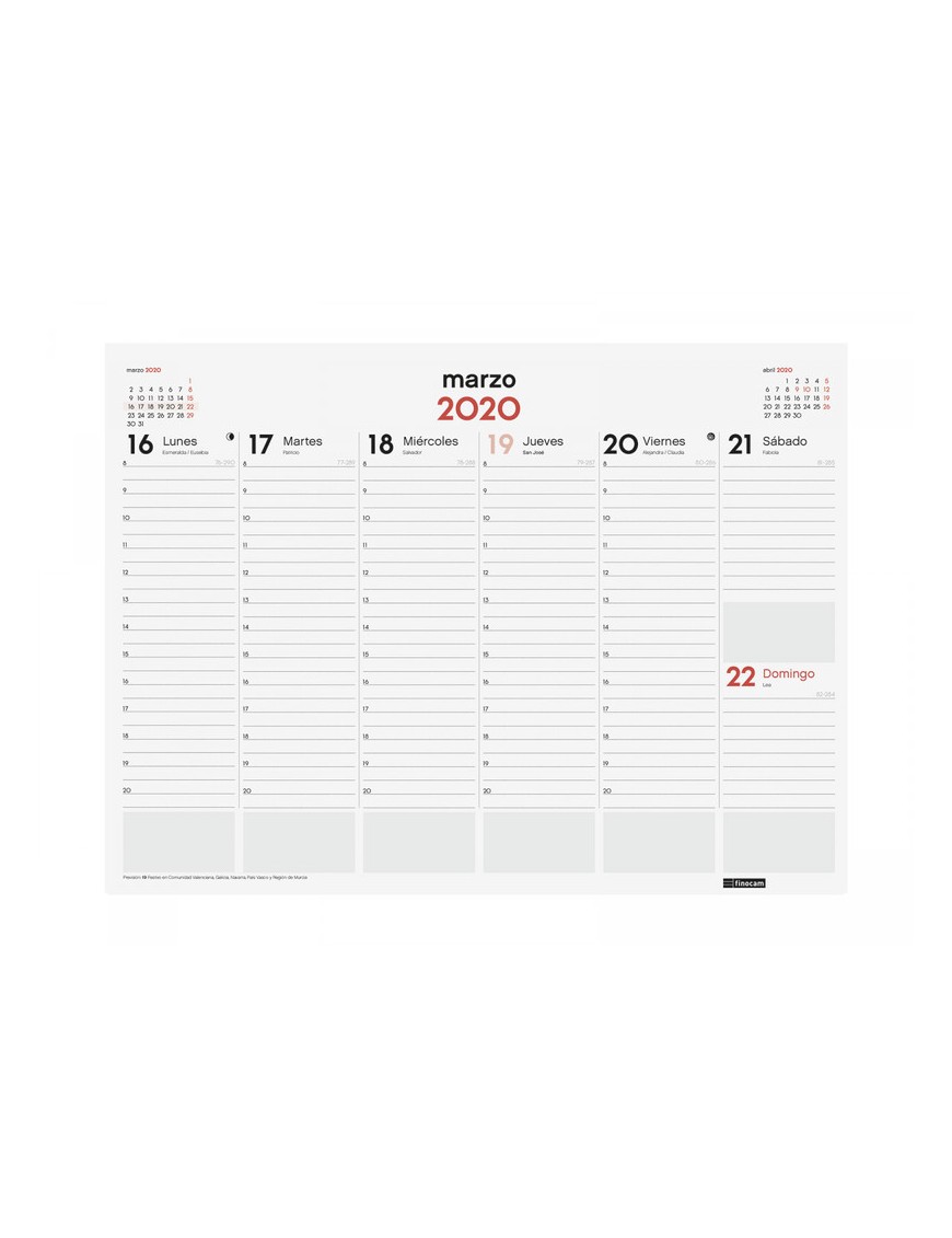 VADE SOBREMESA SEMANAL PLANNING 42X31 CABERO ENCOL