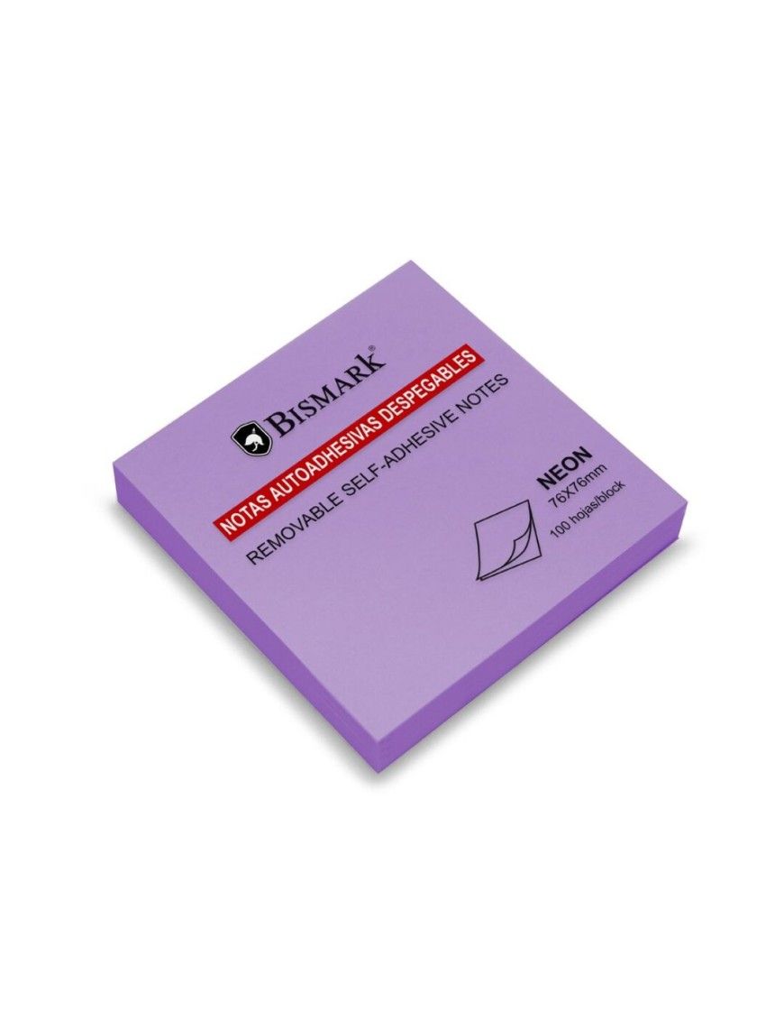 TACO ADHESIVAS NEON 76X76 MM. MORADO