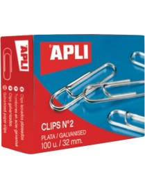 CLIPS NIQUELADOS DEL Nº 2 APLI 32MM