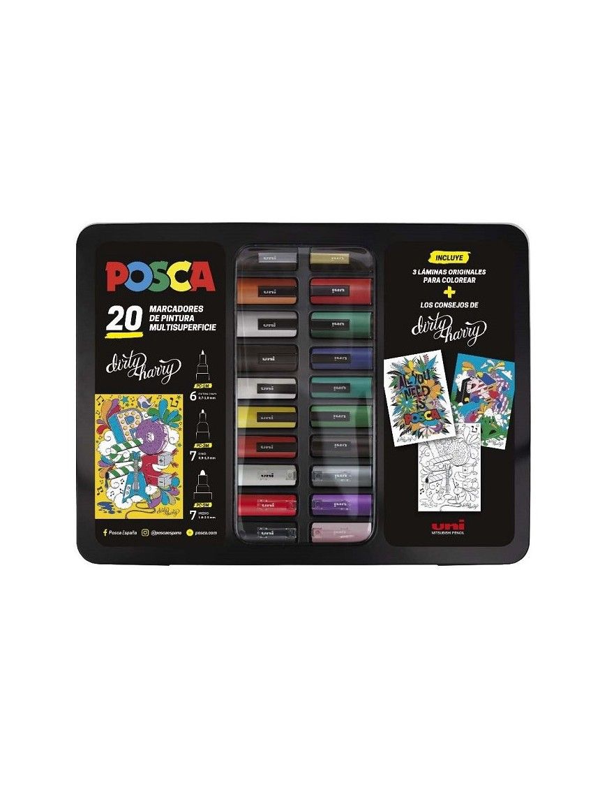 MALETA METÁLICA POSCA 20 ROTULADORES