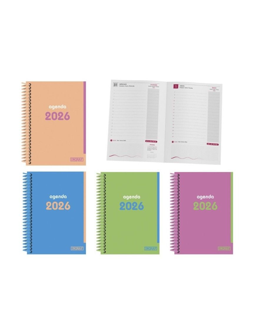 AGENDA ESPIRAL NEON COLOR LISO ESPIRAL