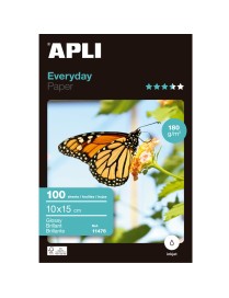 PACK 100 HOJAS PAPEL FOTO 10X15 APLI EVERYDAY 180