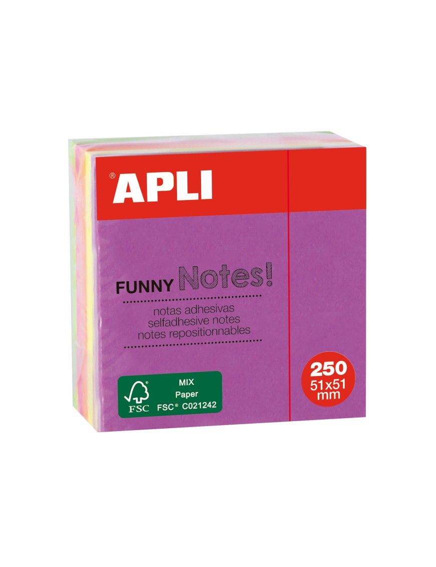 APLI NOTAS ADHESIVAS 51X51 250 HOJAS MINI CUBO COL