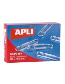 CLIPS PLATEADOS Nº4 APLI 50 MM C/80 UDS