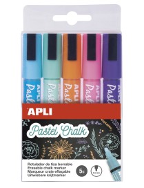ROTULADOR TIZA LIQUIDA COLORES PASTEL PACK 5 UNID