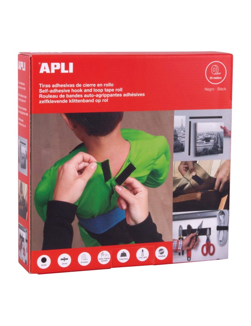 VELCRO NEGRO 25MX2CM APLI 17018