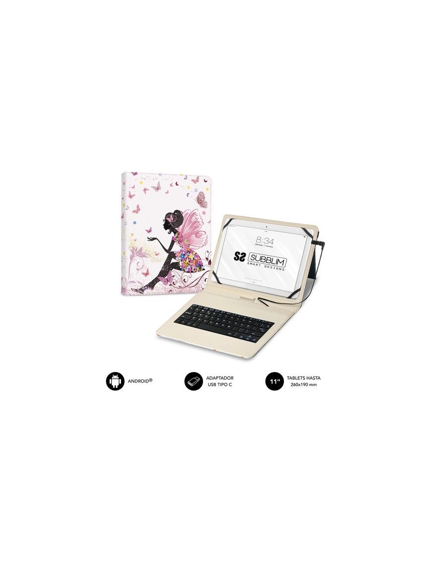 SUBBLIM funda de tablet con teclado usb KEYTAB USB