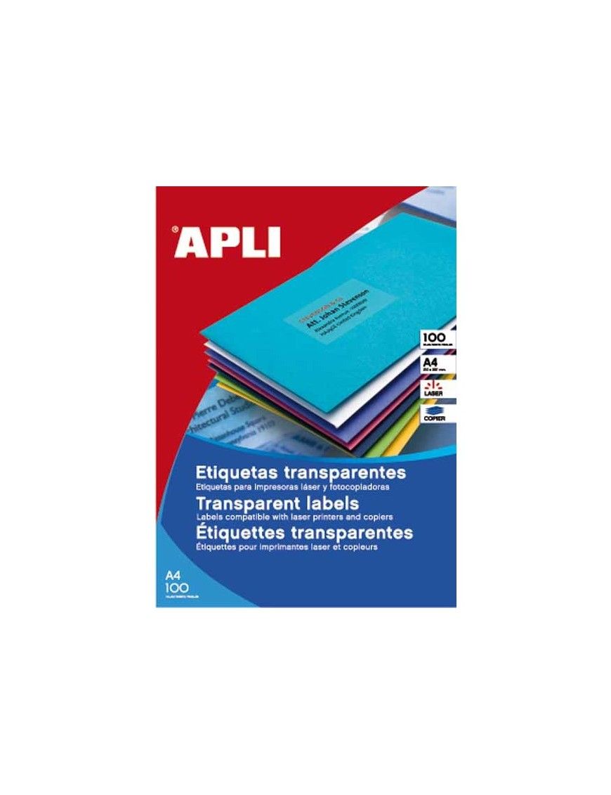 ETIQUETAS A4 TRANSLUCIDAS DE POLIESTER APLI 11919