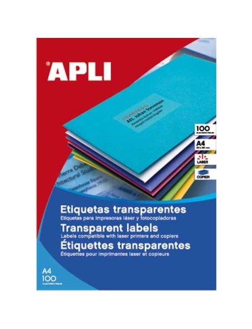 ETIQUETAS A4 TRANSLUCIDAS DE POLIESTER APLI 11919