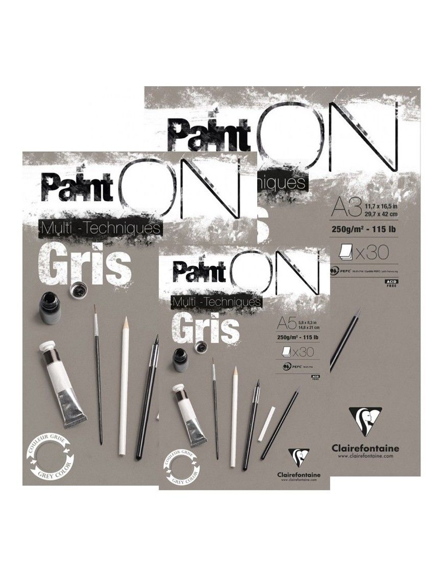 BLOCS PAINTON GRIS A4 30H 250G EXACLAIR