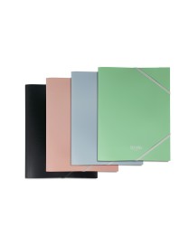 CARPETA GOMAS SOLAPAS A4 PP COLORES PASTEL PARDO