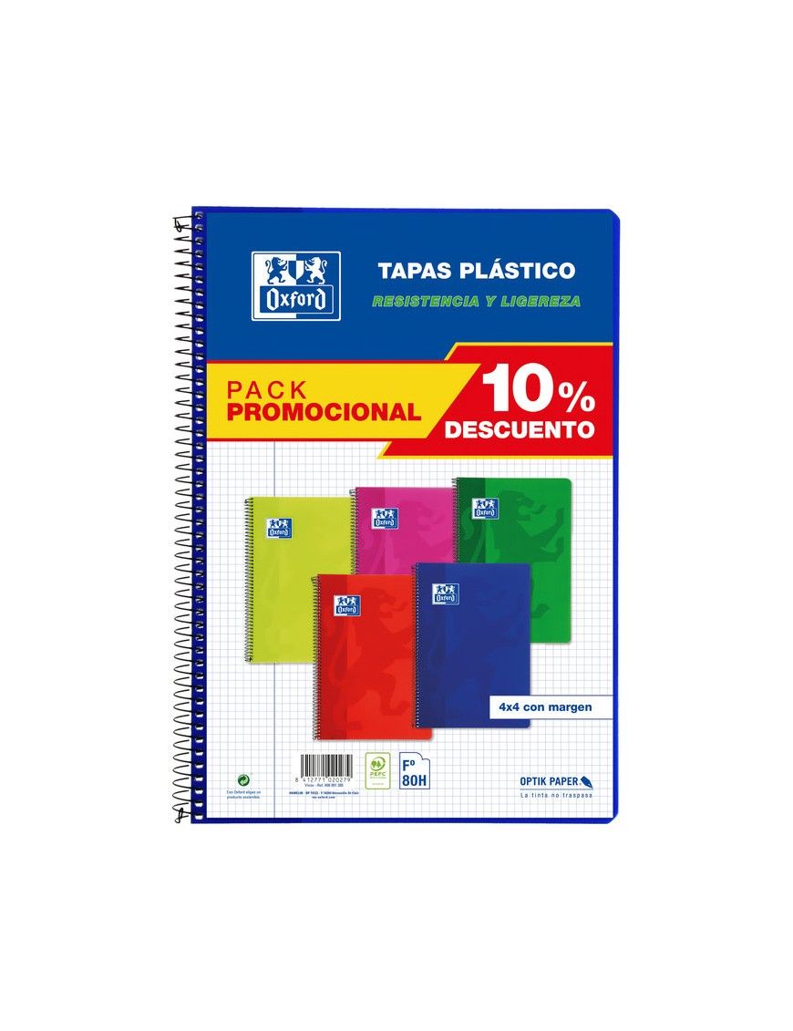 BLOC OXFORD PLASTICO Fº 4X4 80H 90 G PACK