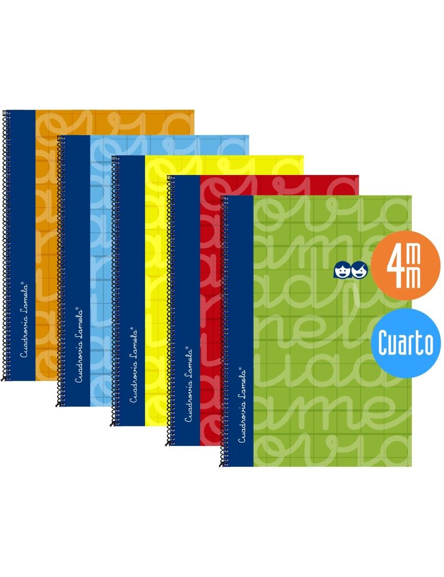 CUADERNO LAMELA CUADRO 4MM FOLIO SURTIDO 7FTE004