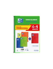 BLOC OXFORD PACK 4+1 ESPIRAL Fº TAPA SENCILLA