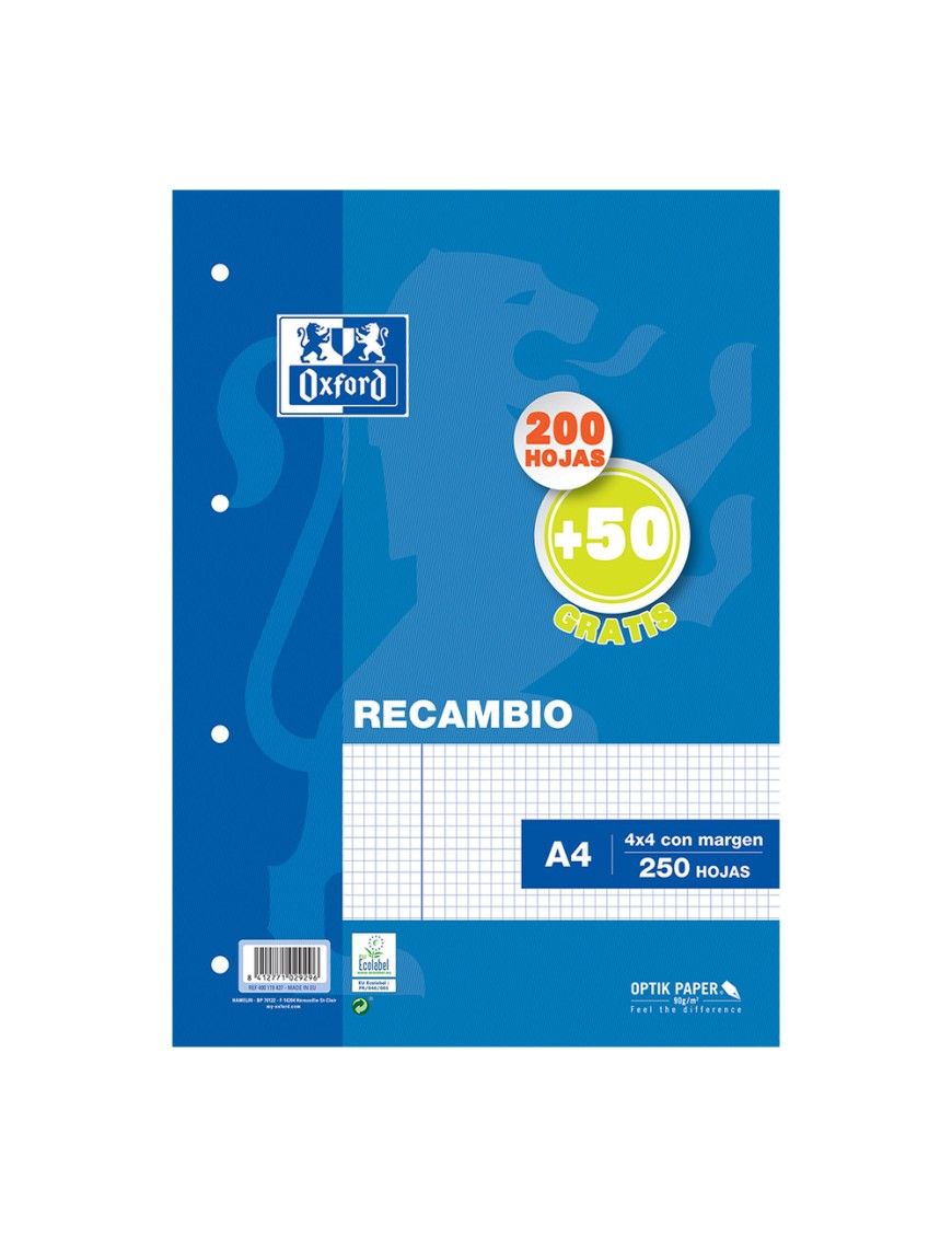 RECAMBIO OXFORD 4 TAL 90GR 200+50 GRATIS 4X4