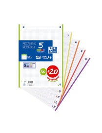 RECAMBIO 5 COLORES PAQUETE A4 100+20 HOJAS 4X4 -