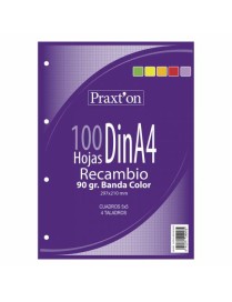 RECAMBIO 4 TALADROS A4 90GR 5 COLORES PRAXTON