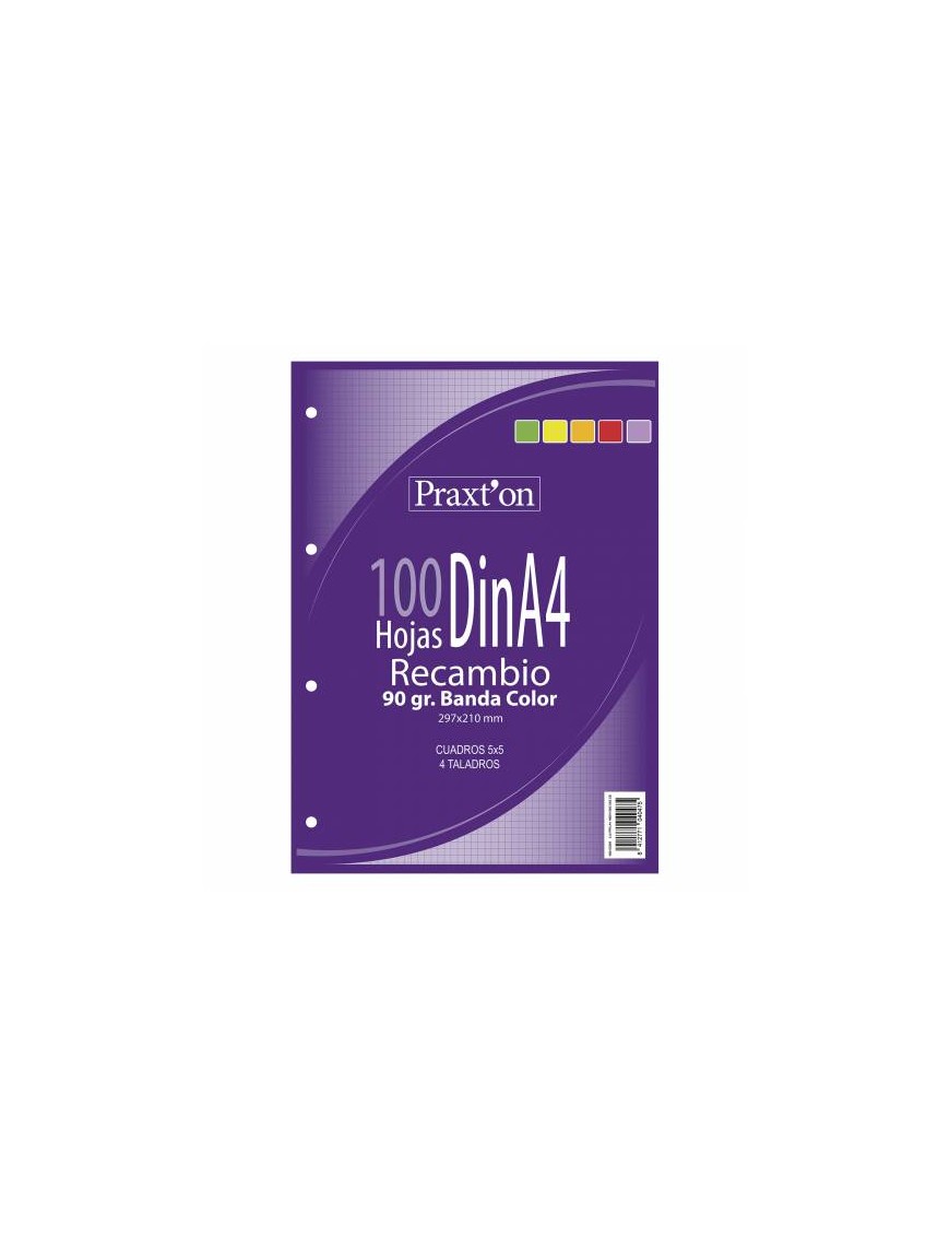 RECAMBIO 4 TALADROS A4 90GR 5 COLORES PRAXTON