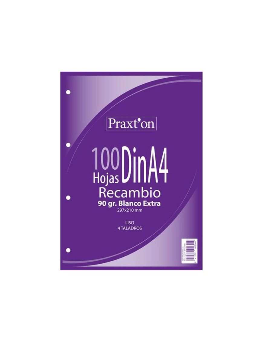 RECAMBIO PRAXTON A4 BLANCO LISO 100H 90G 4 TAL