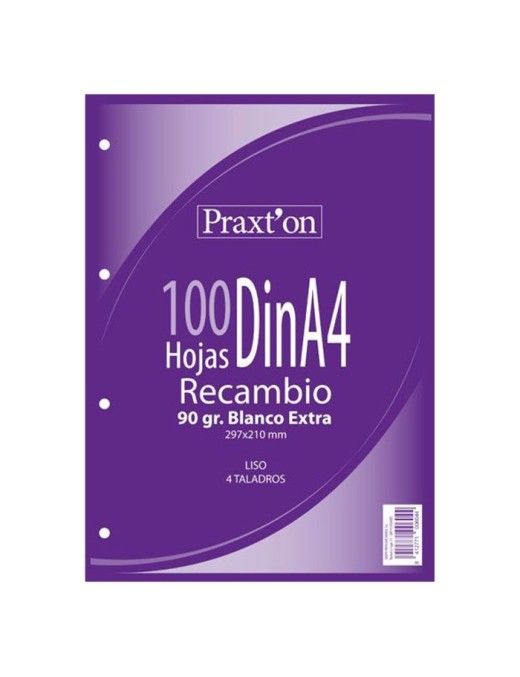 RECAMBIO PRAXTON A4 BLANCO LISO 100H 90G 4 TAL