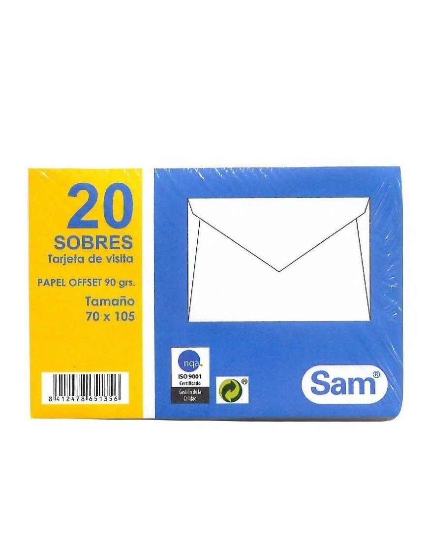 SOBRE VISITA 70X105 PAQ 20 SAM