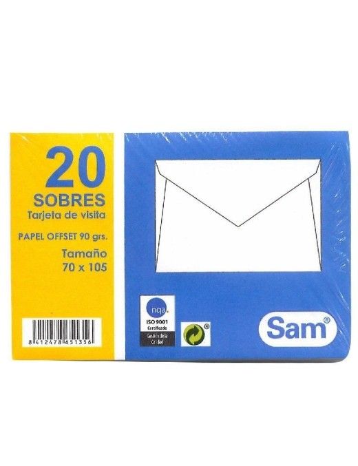 SOBRE VISITA 70X105 PAQ 20 SAM