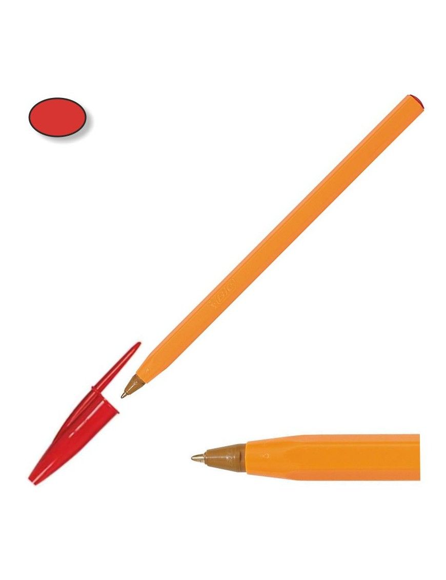 BOLIGRAFO BIC NARANJA PUNTA FINA ROJO.