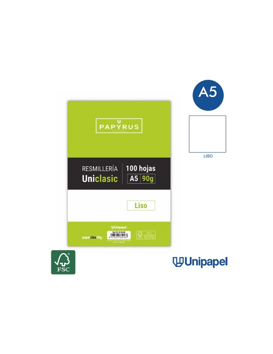 PAQUETE 100H A5 PAPYRUS LISO 90 GR