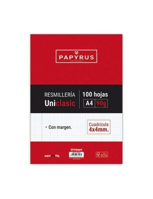 RECAMBIO CUADRICULA 100H 90GR MARGEN PAPYRUS