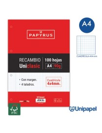 RECAMBIO CUADRICULADO 4 TAL 100GRS PAPYRUS