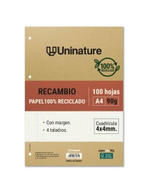 RECAMBIO RECICLADO A4 4 TAL 4X4 100H UNINATURE