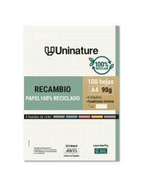 RECAMBIO RECICLADO A4 5X54 4 TAL COL UNINATURE