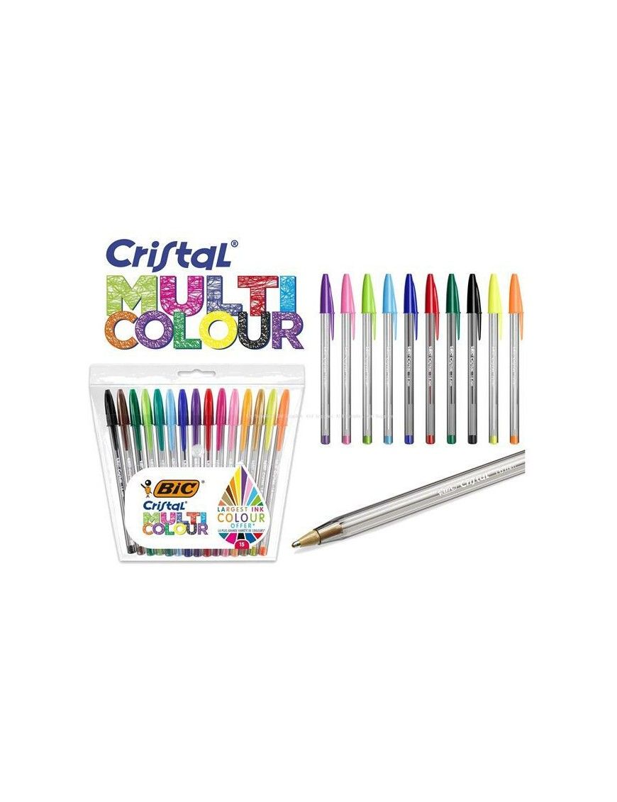 BOLIGRAFO BIC CRISTAL COLORES PACK 15