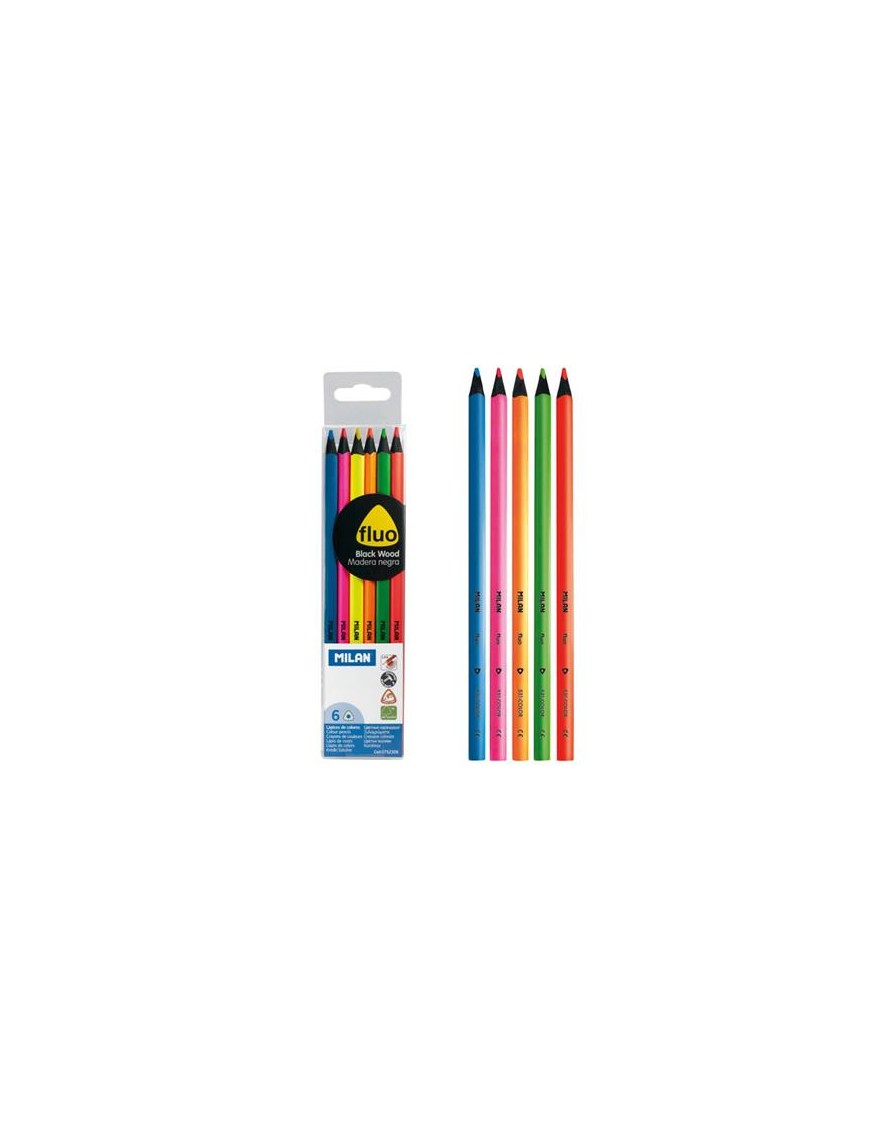 LAPICES FLUOR 6 COLORES MILAN