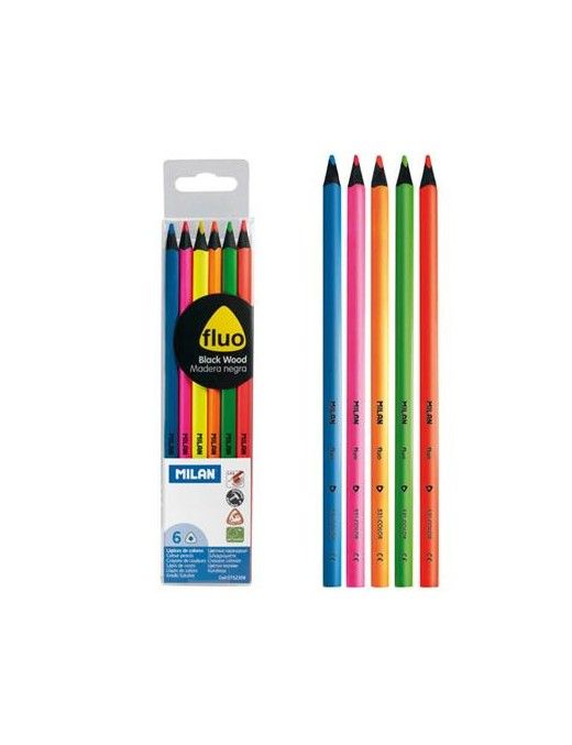LAPICES FLUOR 6 COLORES MILAN