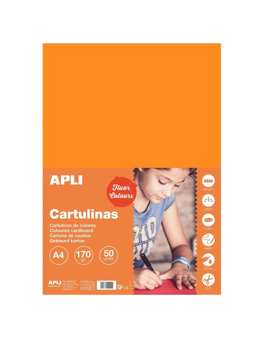 CARTULINA FLUOR 180GRS 50UDS NARANJA