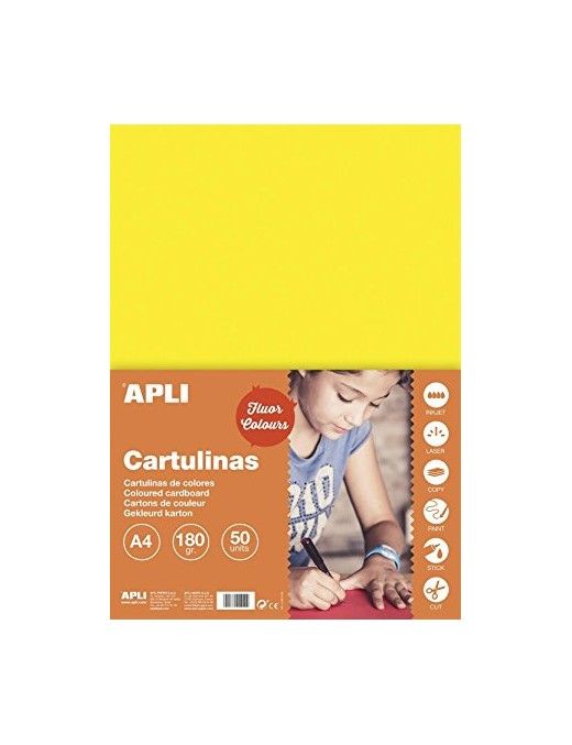 CARTULINA FLUOR 180GRS 50UDS AMARILLA