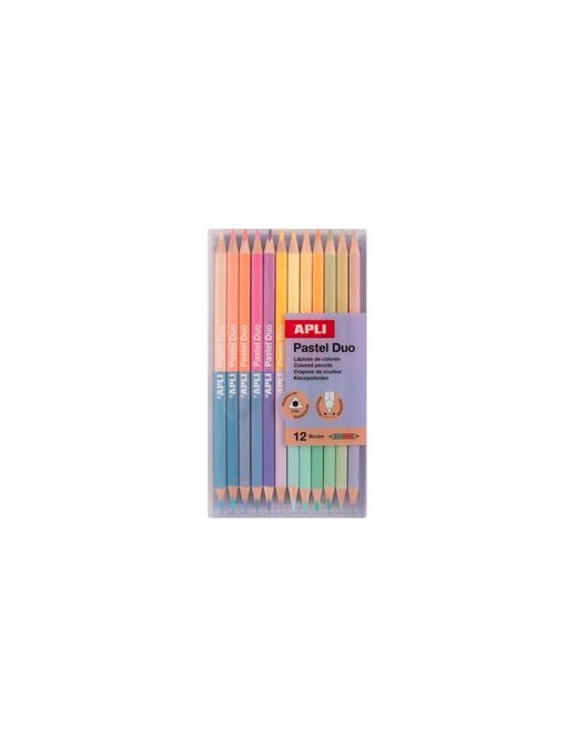 LAPICES COLORES CAJA DE 12 PASTEL DUO