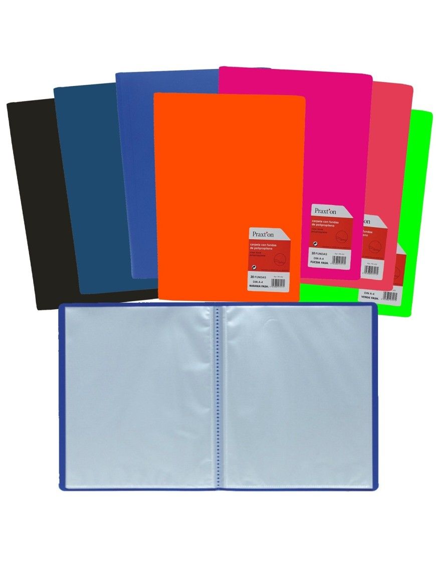 CARPETA 10 FUNDAS FOLIO COLORES PRAXTON