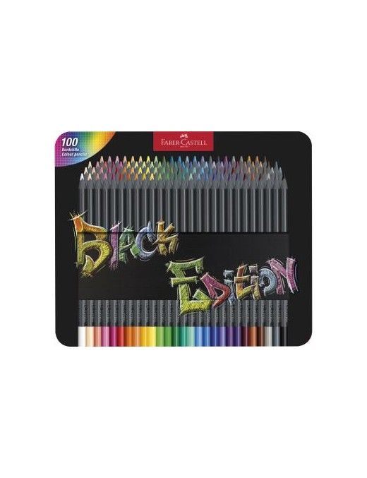 CAJA METAL 100 LAPICES COLOR BLACK FABER